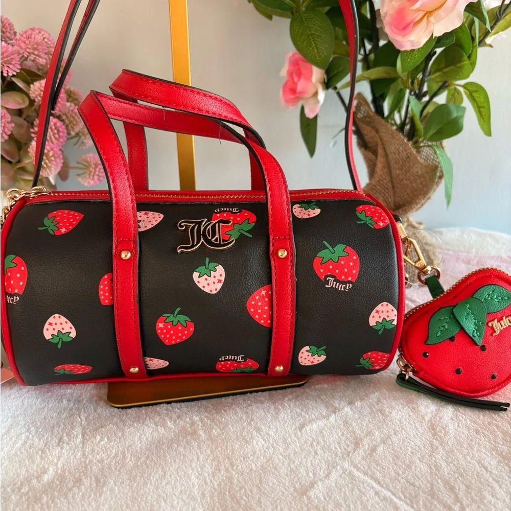 Juicy Couture Sweet N Juicy Strawberry Mini Barrel Bag w/ coin pouch - Picture 1 of 7
